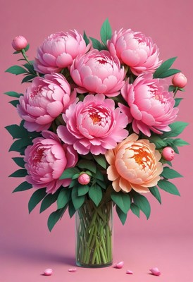 Pink peonies in vase