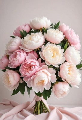 Pink and white peony bouquet