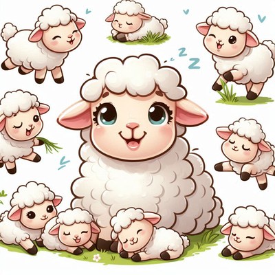 Cute sheep family illustration