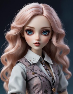 Portrait of a doll with blonde hair