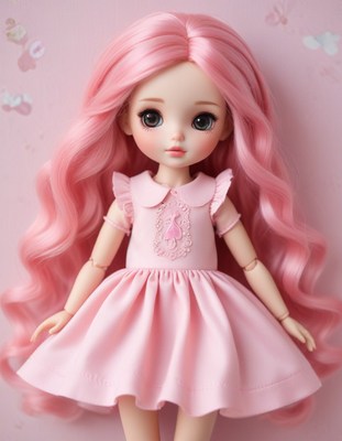Pink doll in pink dress
