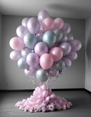 Pink and silver balloon bouquet