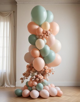 Pastel balloon arch with flowers