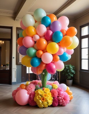 Balloon centerpiece with flowers