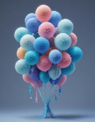 Blue and pink balloon bouquet