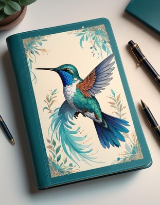 Teal hummingbird notebook