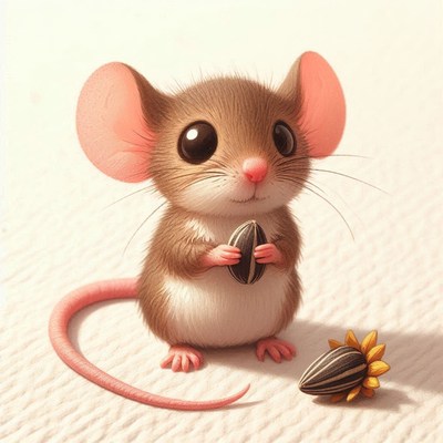 Cute mouse holding sunflower seed