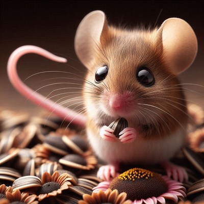 Mouse eating sunflower seed