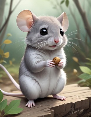 Cute gray mouse eating a seed