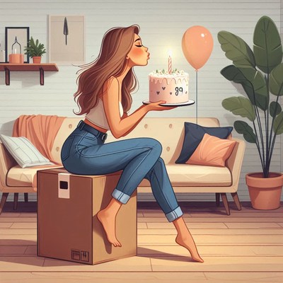 Woman blowing out candles on birthday cake