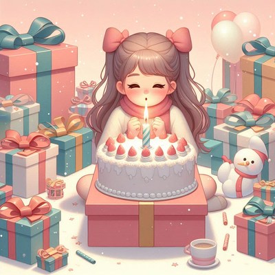 Girl blowing out candle on birthday cake