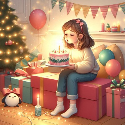 Girl blowing out birthday candles