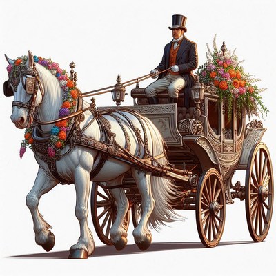 Man riding horse-drawn carriage