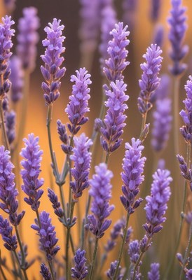 Lavender flowers in sunset light