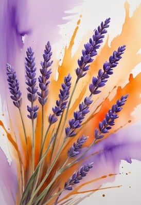 Watercolor lavender bouquet