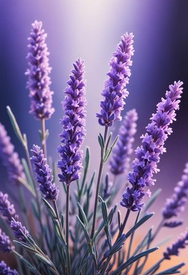 Purple lavender blooms in sunlight
