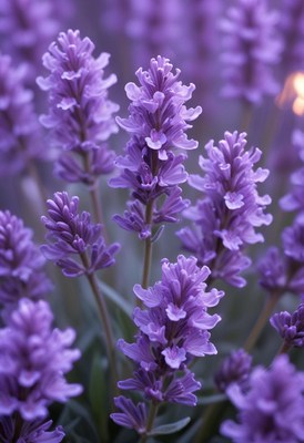 Purple lavender flowers blooming close up
