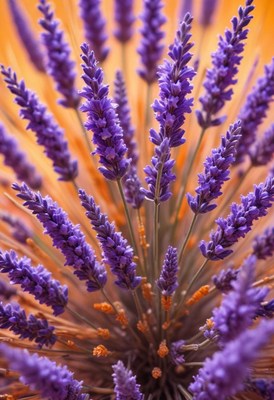 Purple lavender blooms in sunlight