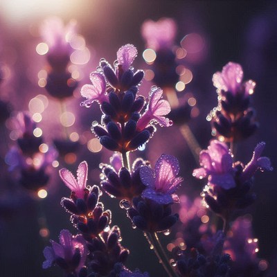 Lavender blooms in morning light