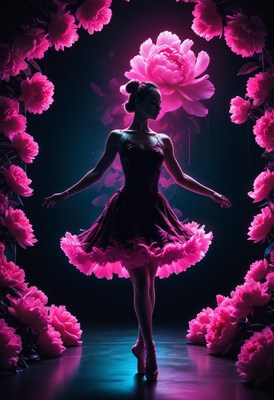 Ballerina posing with flowers