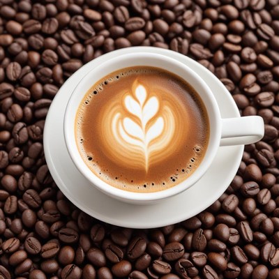 Latte art on coffee beans