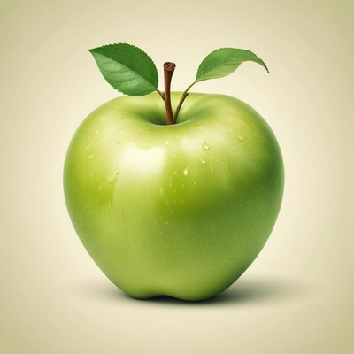 Green apple with leaves