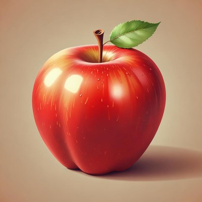 Red apple with leaf