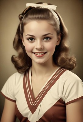 Smiling girl with vintage hairstyle