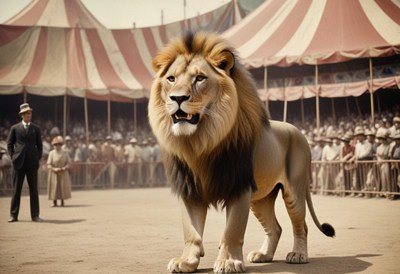 Lion performance at circus