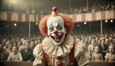 Creepy clown performing in a circus