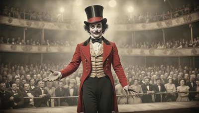 Ringmaster greets audience in vintage theater