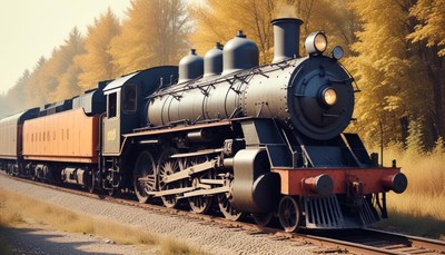 Steam engine train in autumn