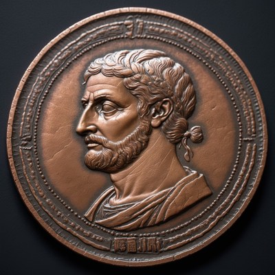 Bronze medallion of a man