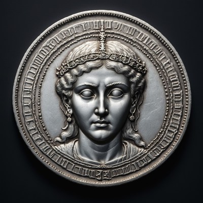 Silver coin depicting roman empress