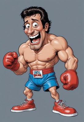 Cartoon boxer ready to fight