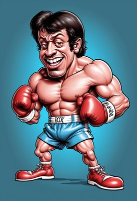 Muscular boxer illustration