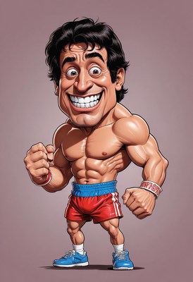 Smiling boxer cartoon illustration