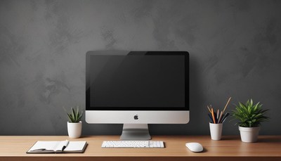Desktop computer on wooden desk