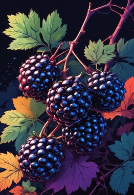 Ripe blackberries on a vine