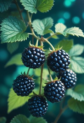 Ripe blackberries on a branch