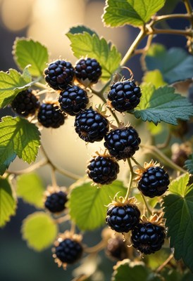 Ripe blackberries on a branch