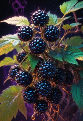 Ripe blackberries on a branch