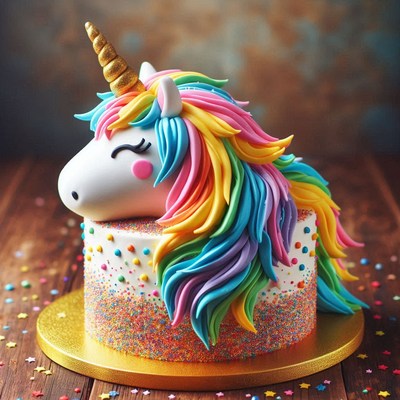Unicorn cake with rainbow mane