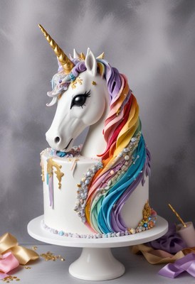 Unicorn cake with rainbow mane
