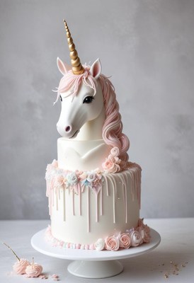 Unicorn cake with dripping icing