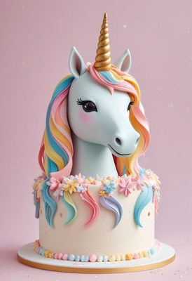 Unicorn cake with flowers