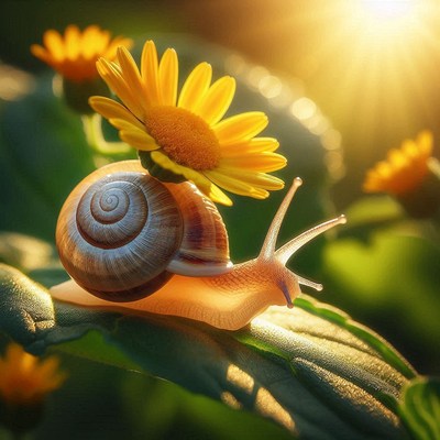 Snail with sunflower