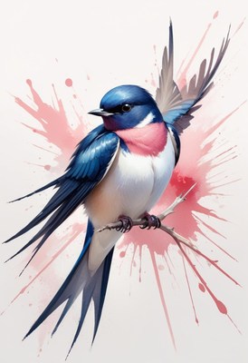 Blue and white bird perched on branch