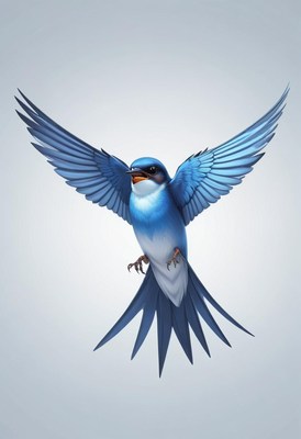 Blue bird in flight