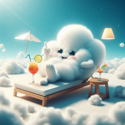 Cloud relaxing on lounger